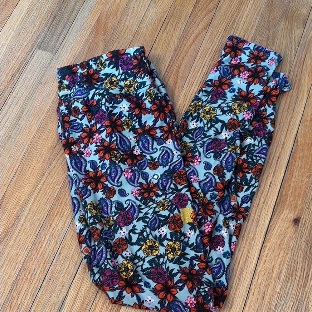 LuLaRoe Kids Leggings with Colorful Floral Pattern